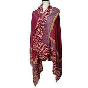 Giardino D'Oriente Purple Gold Sheer Block Print Scarf Shawl Cotton